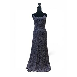 Free People Navy Dot Bias Cut Maxi Slip Dress | Size S